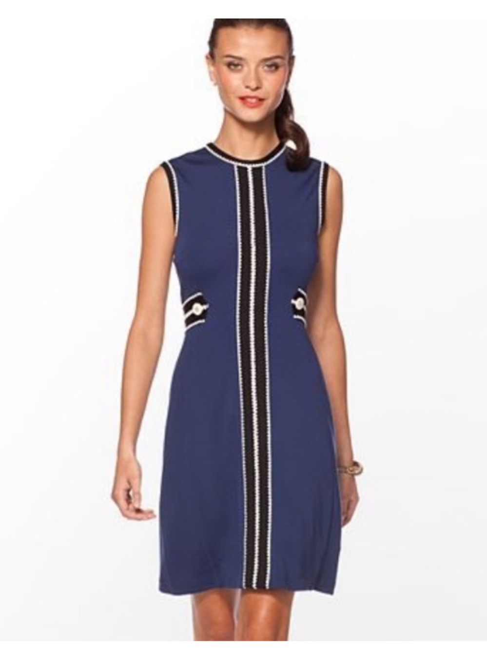 Lilly Pulitzer Navy Sleeveless Sheath Dress with Black & White Trim
